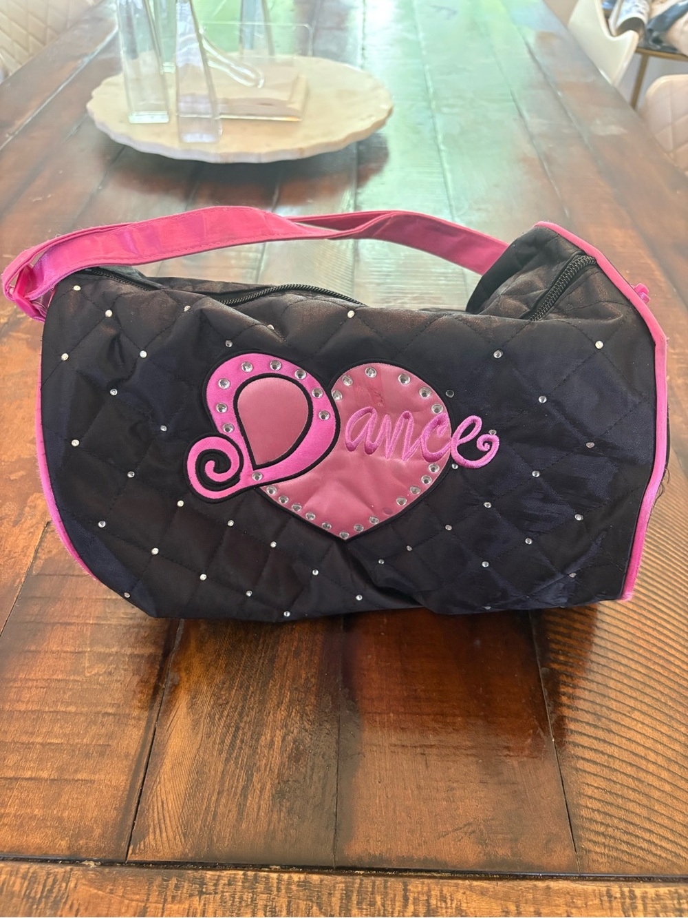 Kids Dance Quilted Shoulder Bag - Pink and Black